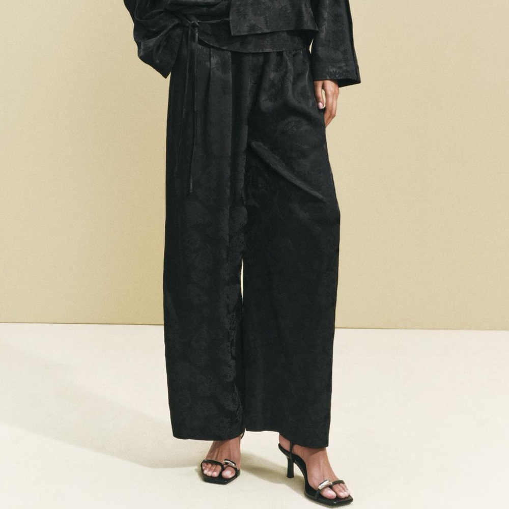 NWT Zara Jacquard Wide Leg Pants